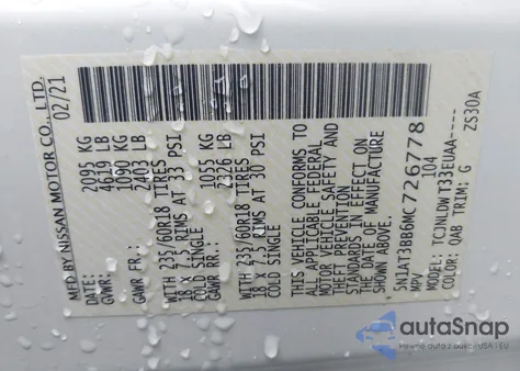 2021 Nissan Rogue Sv Intelligent Awd z USA, uszkodzony, nr VIN 5N1AT3BB6MC726778